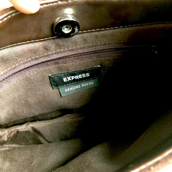 Express chocolate brown suede handbag - Picture 4 of 4